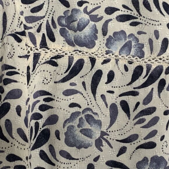 Hinge Airy Top Viscose Floral Women S Long Sleeve Pullover Notch V Neckline - Picture 11 of 13